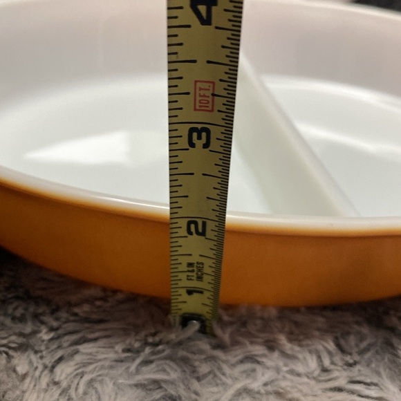 Vintage Old Orchard Pyrex divided casserole with lid 1 quart two tone brown - Picture 14 of 16